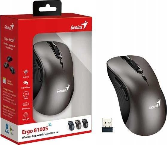 Pelė Genius Bevielė pelė Ergo 8100S Tytan Cichy klik