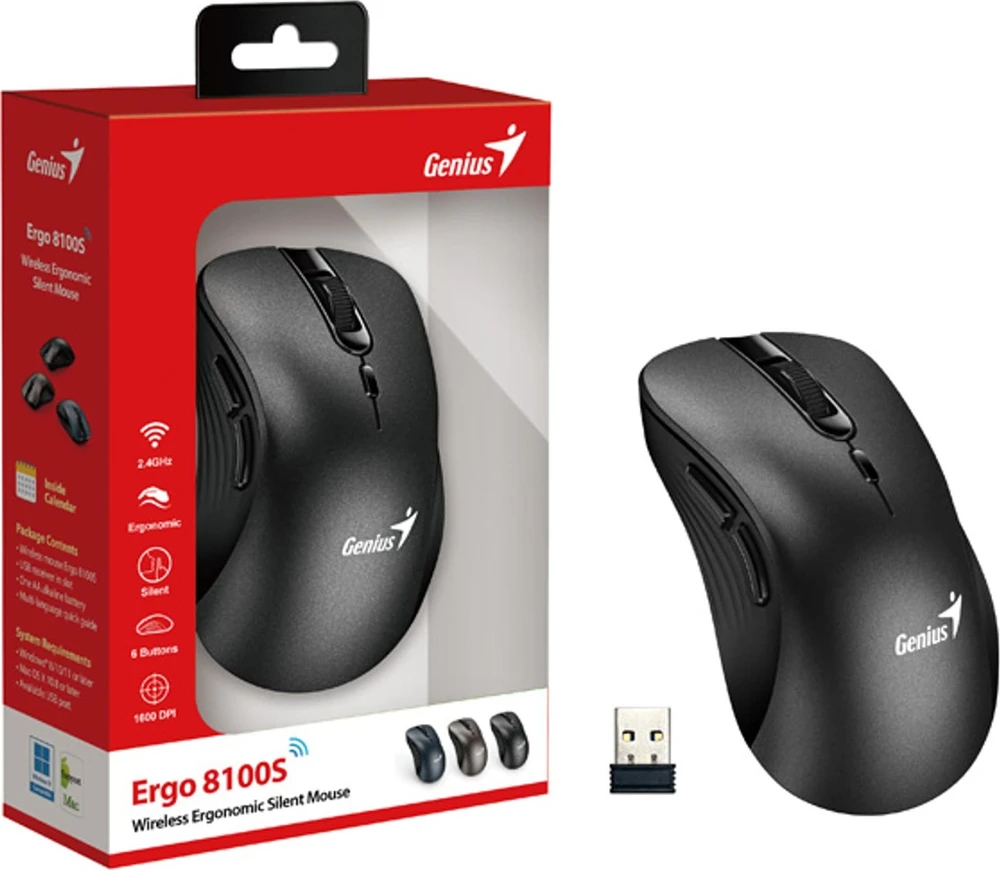 Pelė Genius Ergo 8100S Juodas (31030040400)