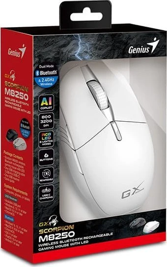 Genius GX GAMING Scorpion M8250 AI Bevielė pelė, balta, 3200DPI