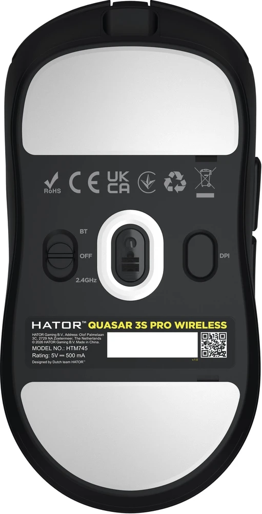 Pelė Myszka žaidimams Hator Quasar 3S Pro Wireless belaidė 30000 dpi optinė juoda