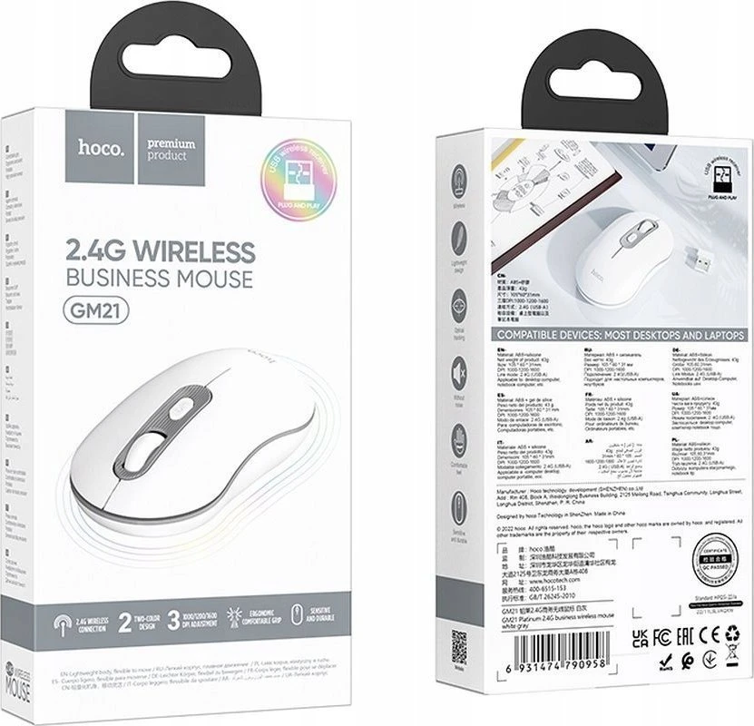 Belaidė pelė Hoco 2,4G 1600 dpi GM21 baltas