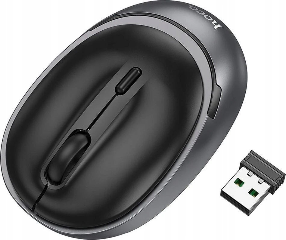 Belaidė pelė Hoco 2,4G 1600 dpi GM34 juodas metal pilka