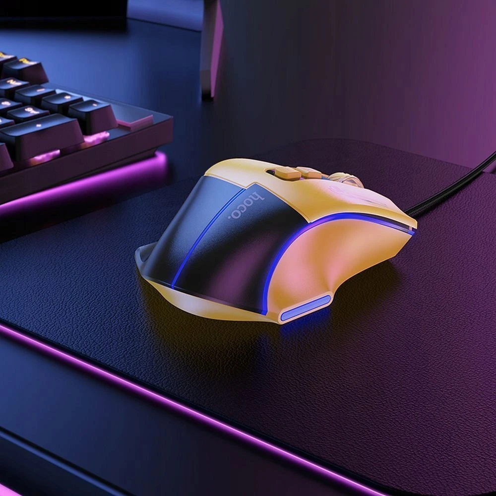 Wire pelė žaidimams Hoco USB A 3600 dpi GM31 juodas geltona