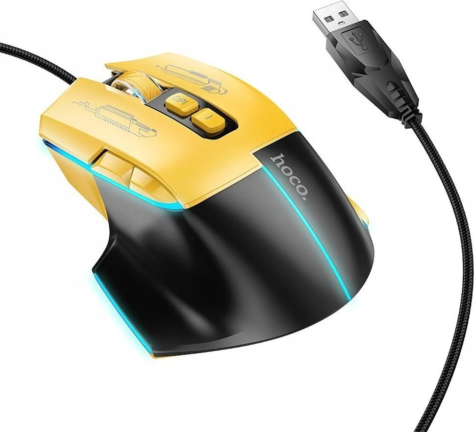 Wire pelė žaidimams Hoco USB A 3600 dpi GM31 juodas geltona