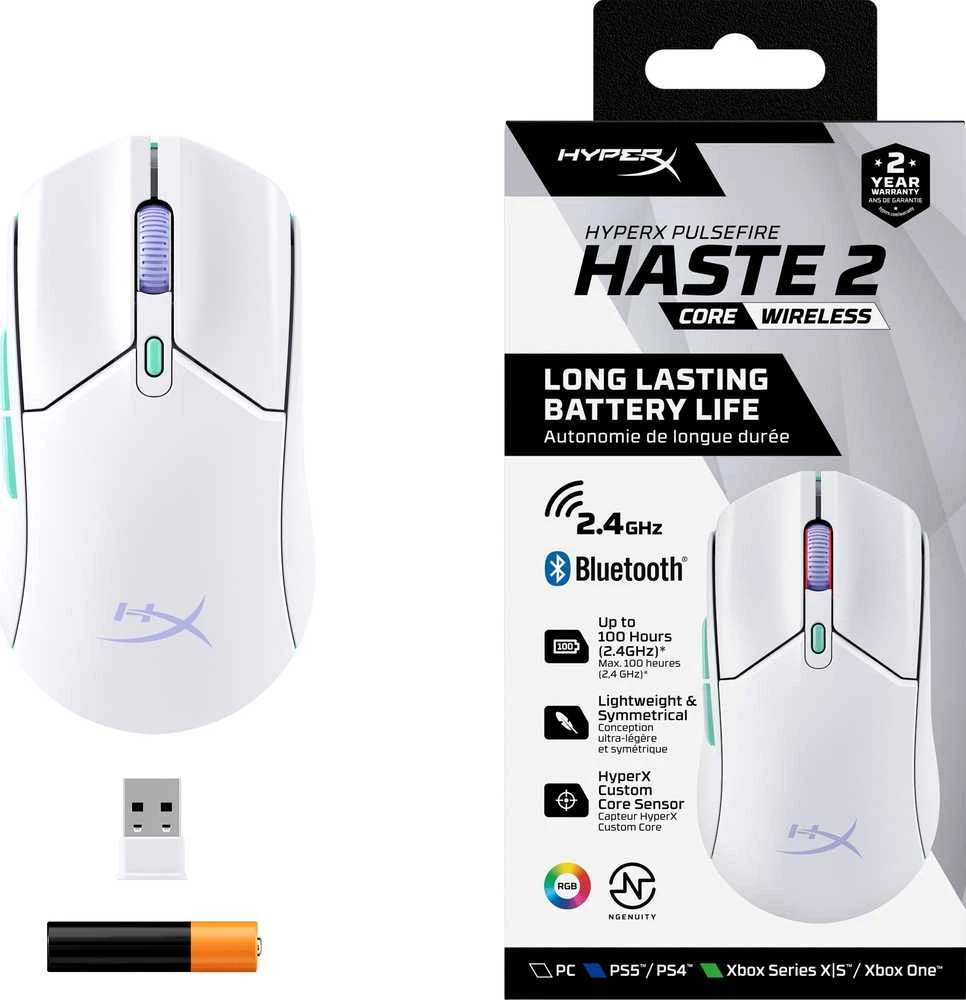 HyperX Pelė Pulsefire Haste 2 Core Baltas