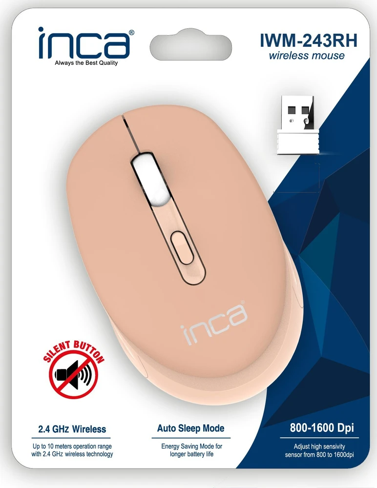 Pelė Inca INCA Pelė IWM-243RH 1600 DPI,CANDY DESIGN Creme, 2,4GHz