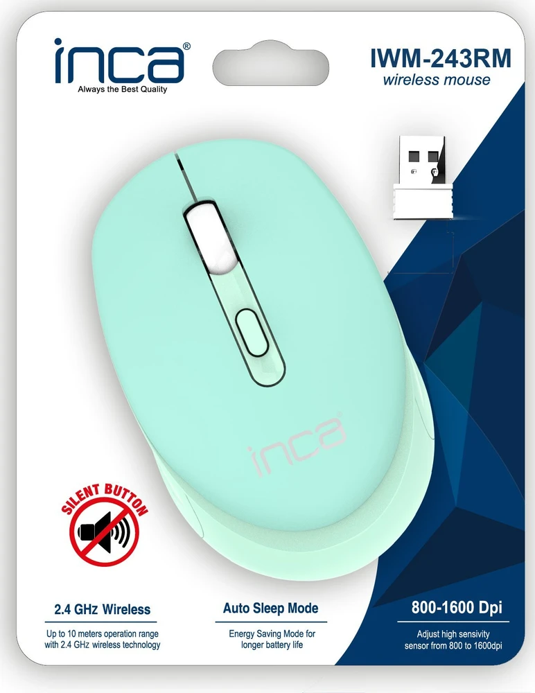 Pelė Inca INCA Pelė IWM-243RM 1600 DPI,CANDY DESIGN Blau, 2,4GHz