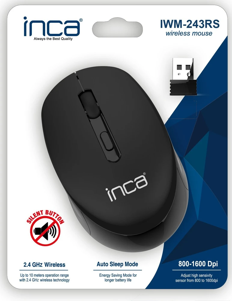 Pelė Inca INCA Pelė IWM-243RS 1600 DPI,CANDY DESIGN juodas, 2,4GHz