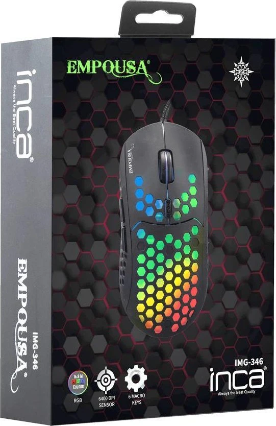 Incase INCA EMPOUSA RGB MAKRO MYGTUKAI PROFESIONALUS ŽAIDIMŲ PELĖ