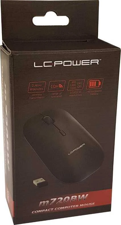 „Pelė LC-Power LC-M720BW“ optinė 2,4 GHz USB belaidė pelė, juoda