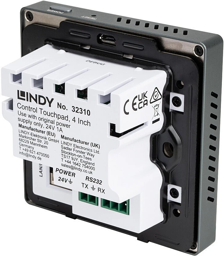 Valdymo Jutiklinis Pultas - Lindy Control Touchpad 32310, 4 Coliai, PoE, Android 11, Tamsiai Pilkas