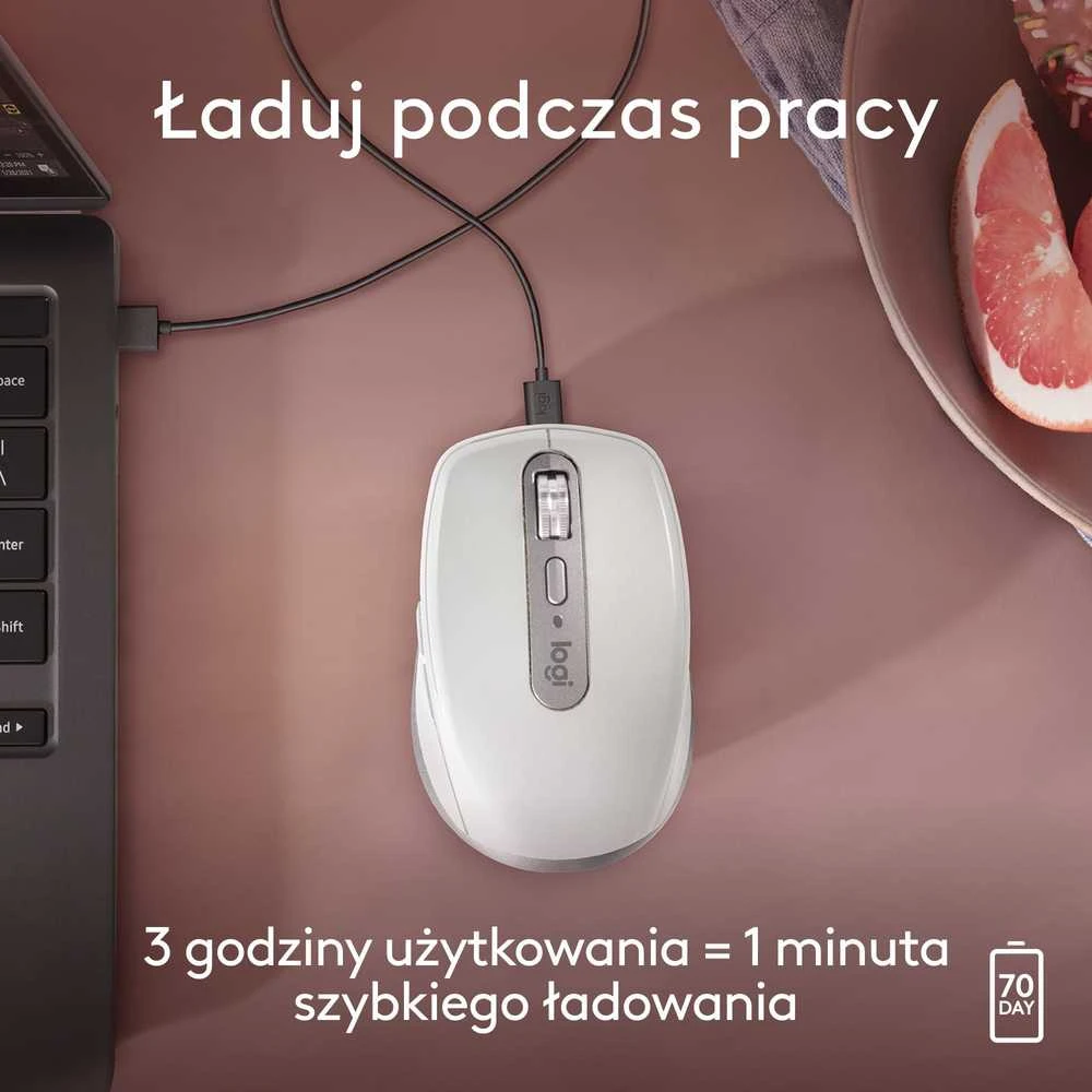 Pelė LOGITECH MX Anywhere 3S, skirta Mac – PALE Pilkas – BT – EMEA28-935