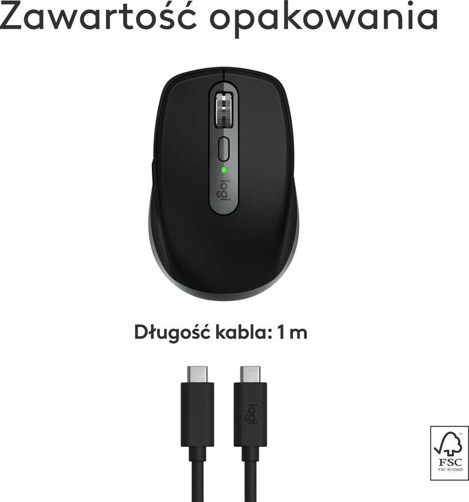 „Logitech MX Anywhere 3s“ belaidė pelė, skirta „Mac“, su grafito logotipu