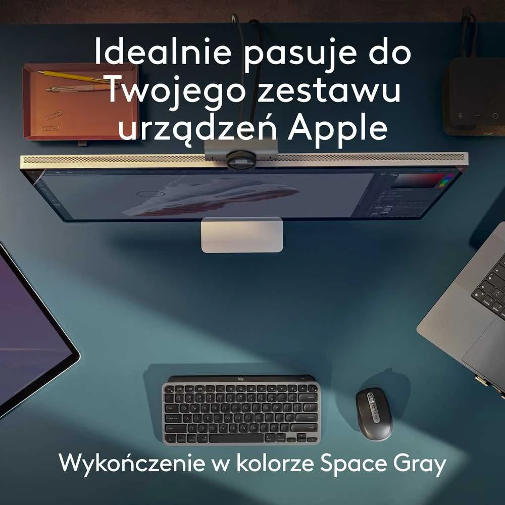 „Logitech MX Anywhere 3s“ belaidė pelė, skirta „Mac“, su grafito logotipu