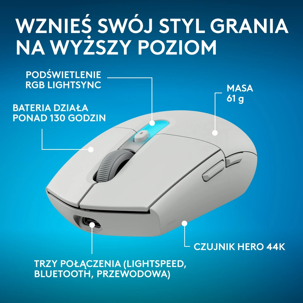 Belaidė žaidimų pelė Logitech G305 X Superlight, Balta