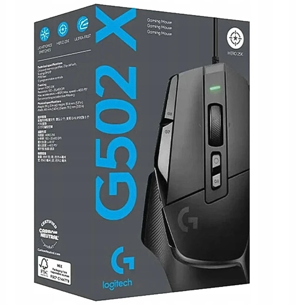 Logitech Pelė G502 X juodas juodas