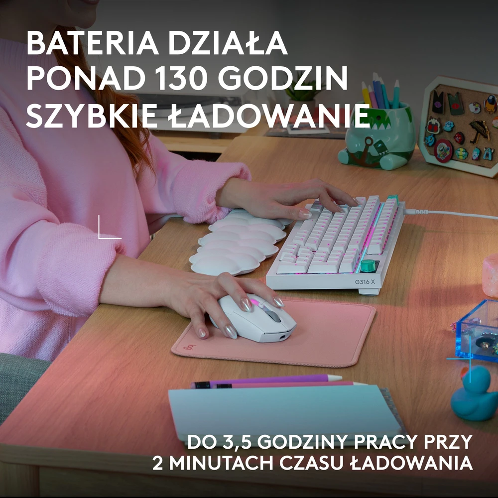 LOGITECH G305 X SUPERLIGHT Belaidė pelė žaidimams - Baltas - 2.4GHZ - EER2 - 933