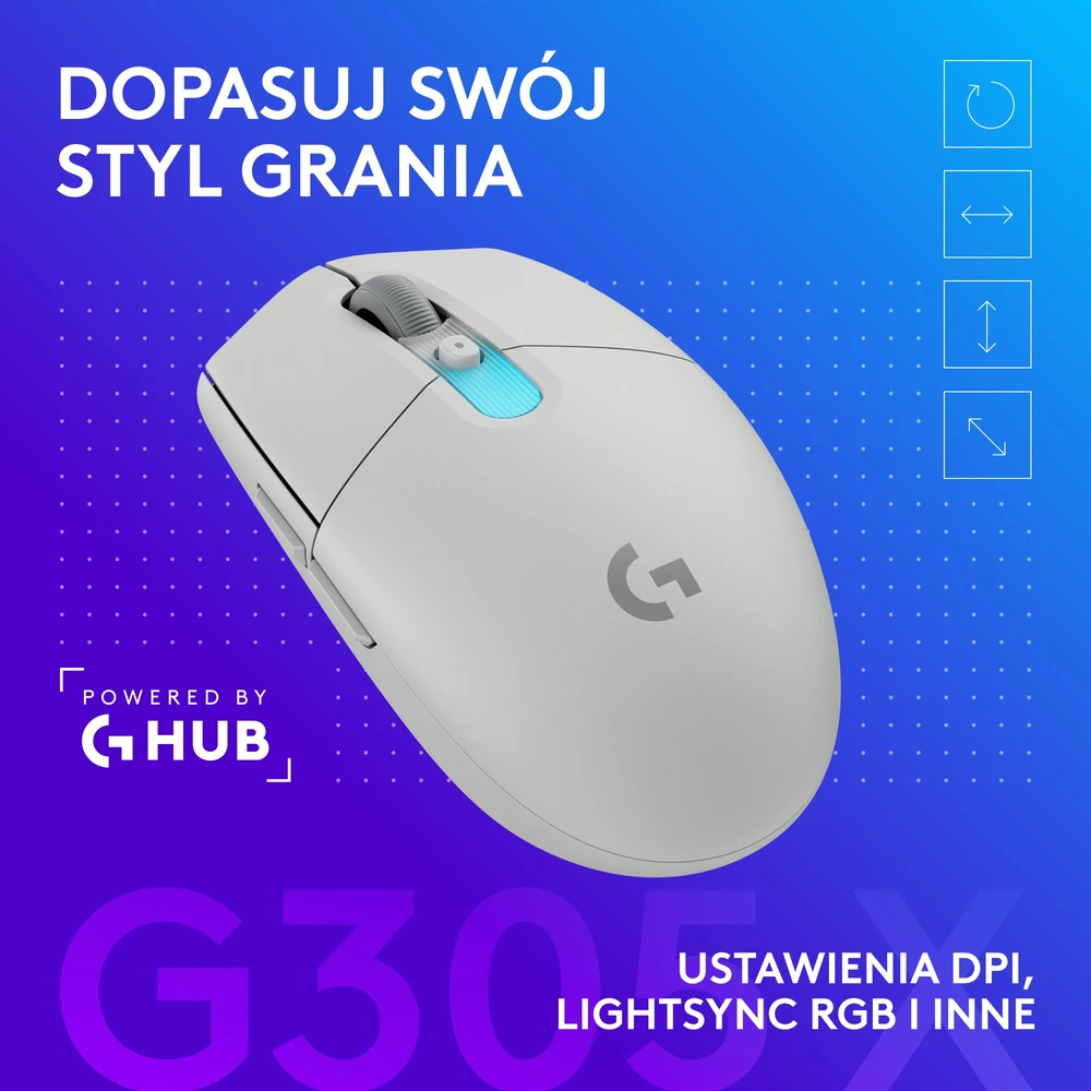 LOGITECH G305 X SUPERLIGHT Belaidė pelė žaidimams - Baltas - 2.4GHZ - EER2 - 933