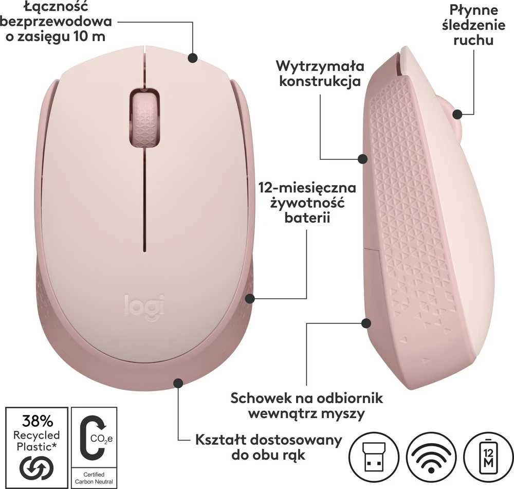 LOGITECH M171 Belaidė pelė - ROSE