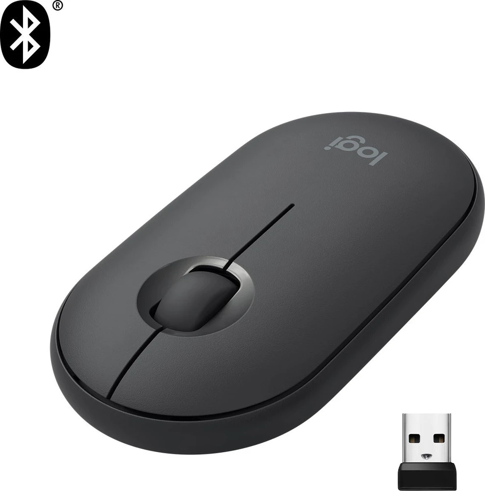 Minimalistinė moderni ir tyli belaidė pelė Logitech Pebble M350, Grafito spalvos