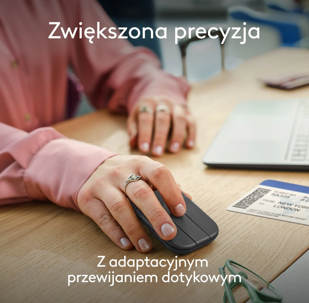 Logitech Mobi Fold kompiuterinė pelė Kelioninis Abiems rankoms RD belaidis ryšys + „Bluetooth“ Optinis 4000 DPI