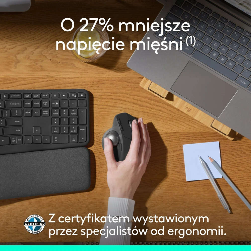 Logitech - MX Ergo S pažangus belaidis kamuoliukas, juodas