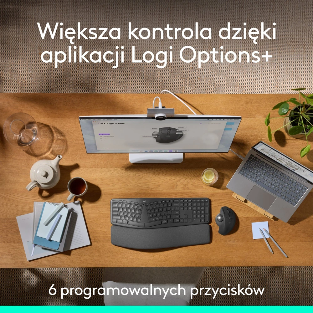 Logitech - MX Ergo S pažangus belaidis kamuoliukas, juodas