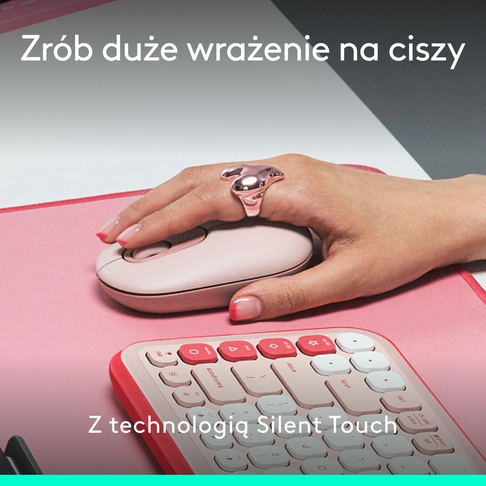 LOGITECH POP pelė su jaustukais – ROSE – BT – EMEA28i-935 – FY25,TERRA