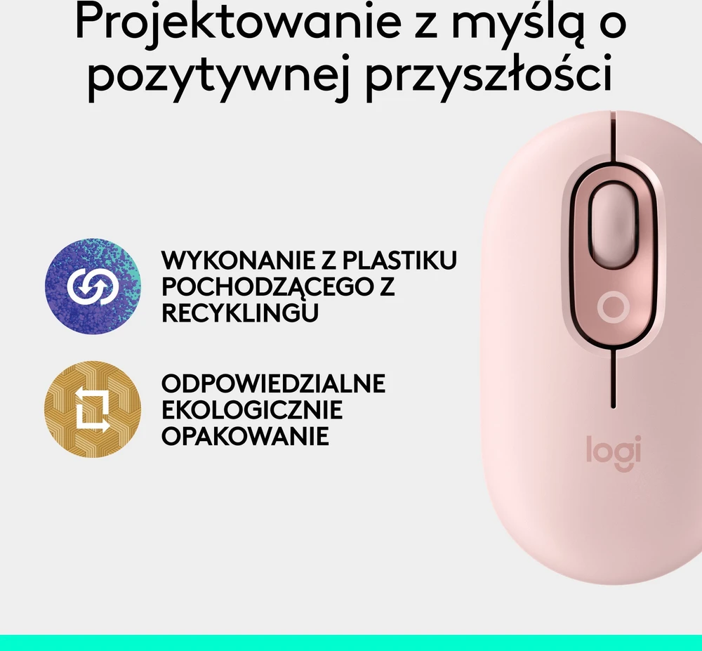 LOGITECH POP pelė su jaustukais – ROSE – BT – EMEA28i-935 – FY25,TERRA