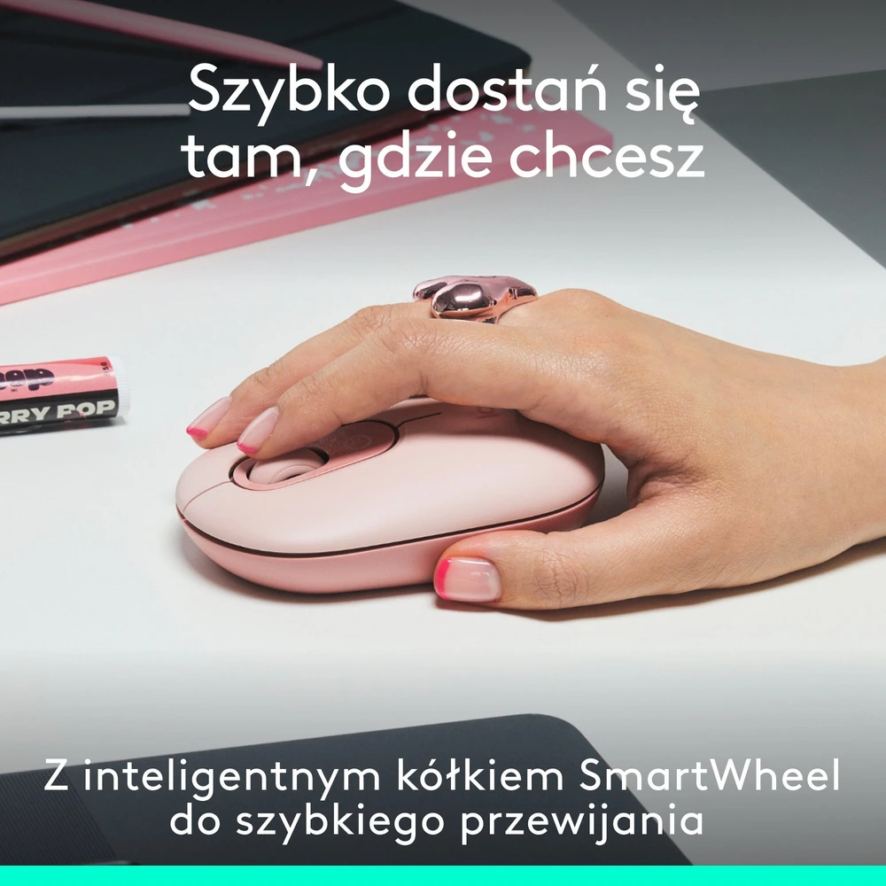 LOGITECH POP pelė su jaustukais – ROSE – BT – EMEA28i-935 – FY25,TERRA