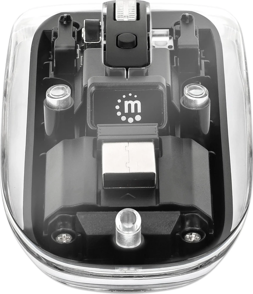 Pelė Manhattan Funkmaus USB-A 4 przyciski RGB LED juoda permatomas