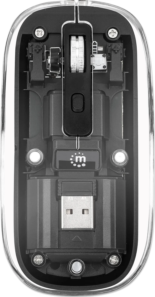 Pelė Manhattan Funkmaus USB-A 4 przyciski RGB LED juoda permatomas