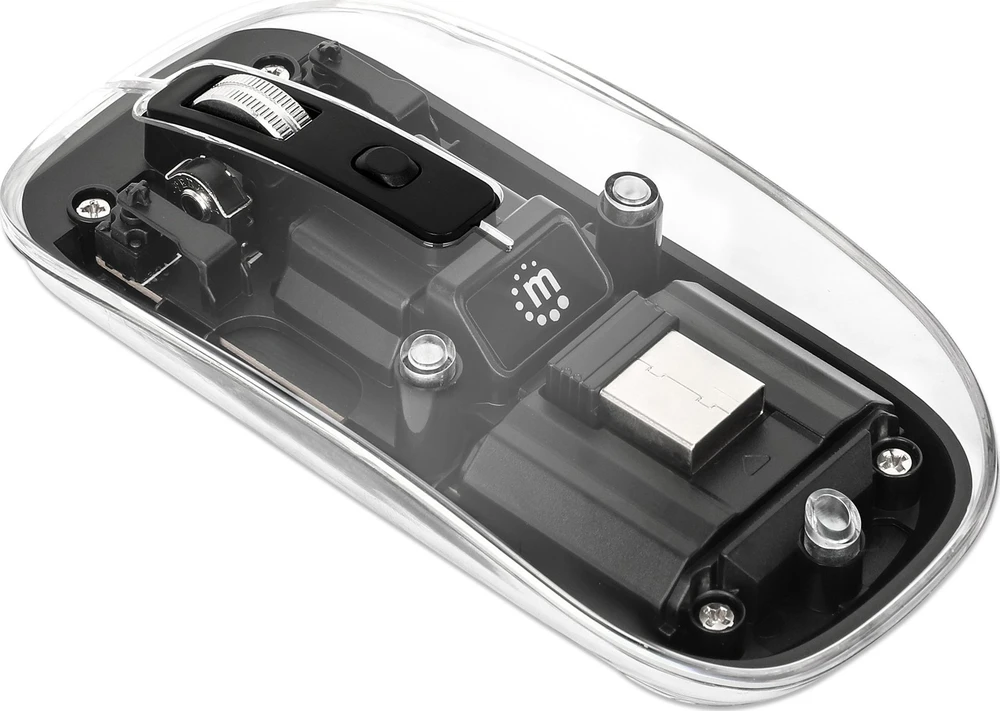 Pelė Manhattan Funkmaus USB-A 4 przyciski RGB LED juoda permatomas