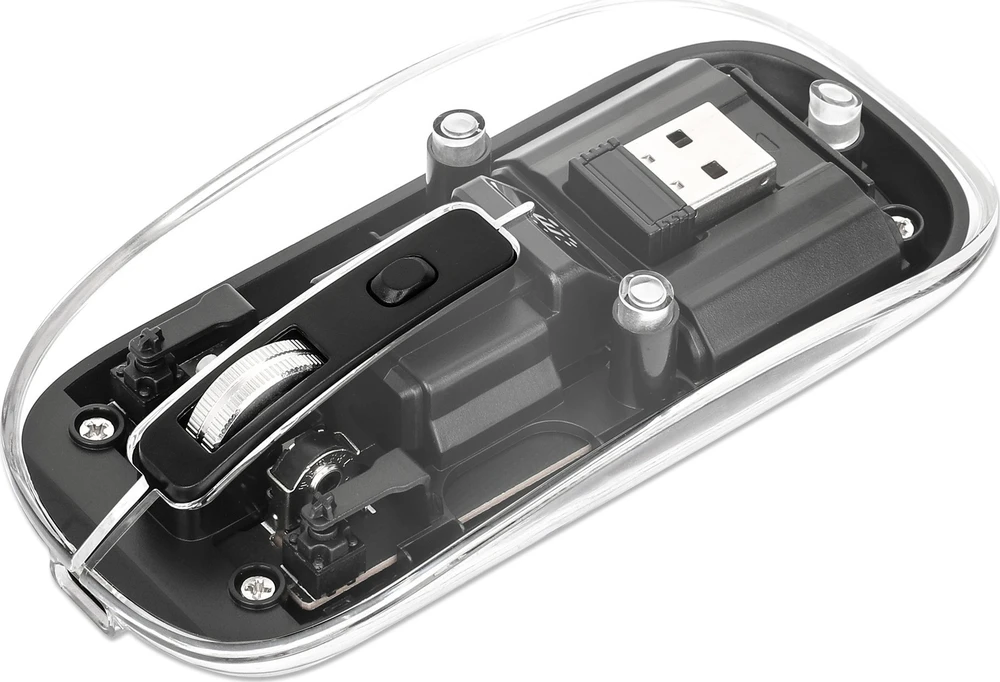 Pelė Manhattan Funkmaus USB-A 4 przyciski RGB LED juoda permatomas