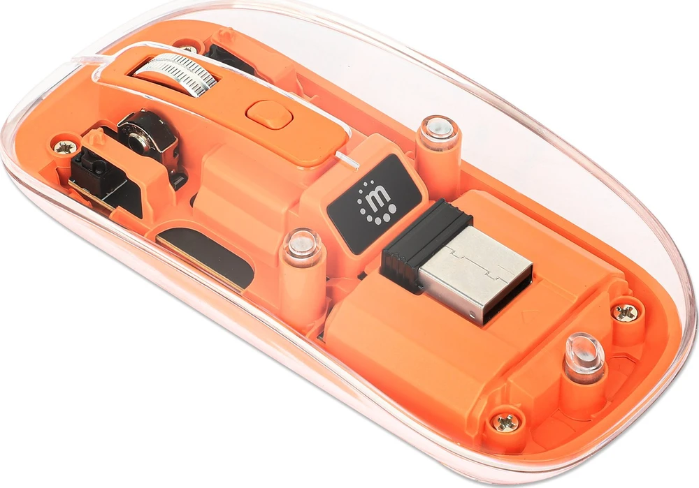 Manhattan Belaidė pelė 2.4GHz RF USB 1600dpi skaidri
