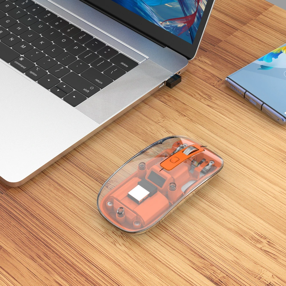 Manhattan Belaidė pelė 2.4GHz RF USB 1600dpi skaidri