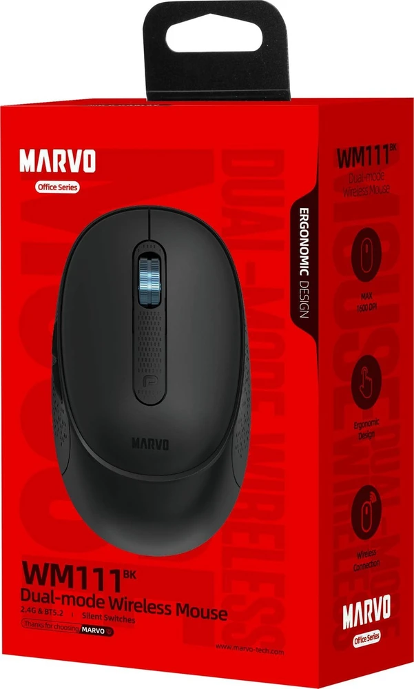 MARVO WM111 500mAh Belaidė Pėlė | Juoda