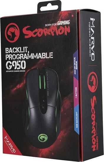 Marvo G950 RGB juoda pelė su laidu | 12000 DPI