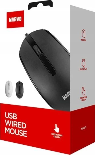 Marvo MS003 Pelė su laidu, balta, 1000DPI