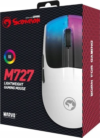 Marvo Scorpion M727 balta pelė su laidu | 12400 DPI