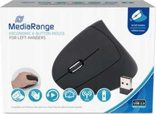 Pelė MediaRange Optinė pelė su USB jungtimi belaidė 6-BUTTON/LEFT Juodas MROS233 MEDIARANGE