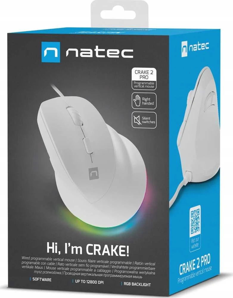 Genesis | Pelė | Natec Crake 2 Pro | su laidu | Baltas
