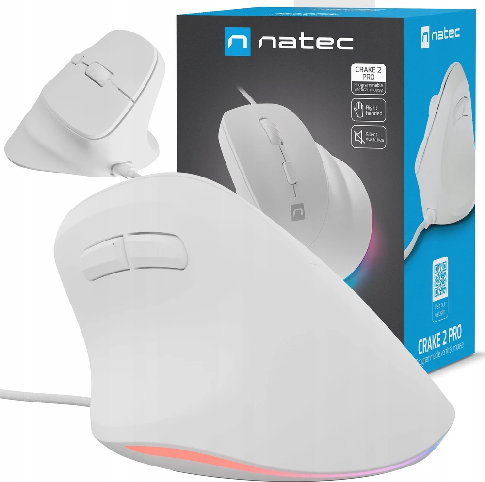 Genesis | Pelė | Natec Crake 2 Pro | su laidu | Baltas