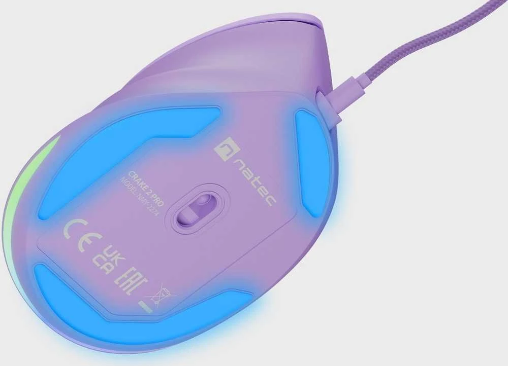 Vertikali pelė Natec Crake 2 su laidu violetinė