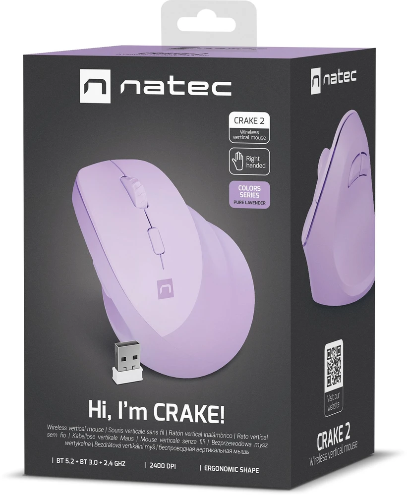 NATEC Crake 2 pelė Universal dešinei rankai RF belaidė + Bluetooth Optinė 2400 DPI