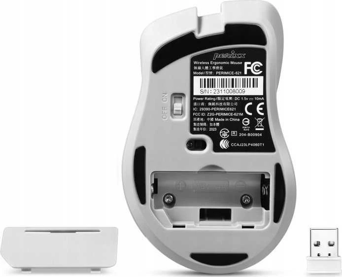 Pelė Perixx Bevielė pelė Perixx PERIMICE-621 optinė 1600dpi 2.4 GHz, pilka, silent, cicha, bezklikowa