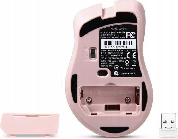 Pelė Perixx Bevielė pelė Perixx PERIMICE-621 optinė 1600dpi 2.4 GHz, rožinė, silent, cicha, bezklikowa