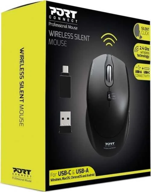 PORT DESIGNS Office PRO Silent Pelė 900713 Wireless, Juodas