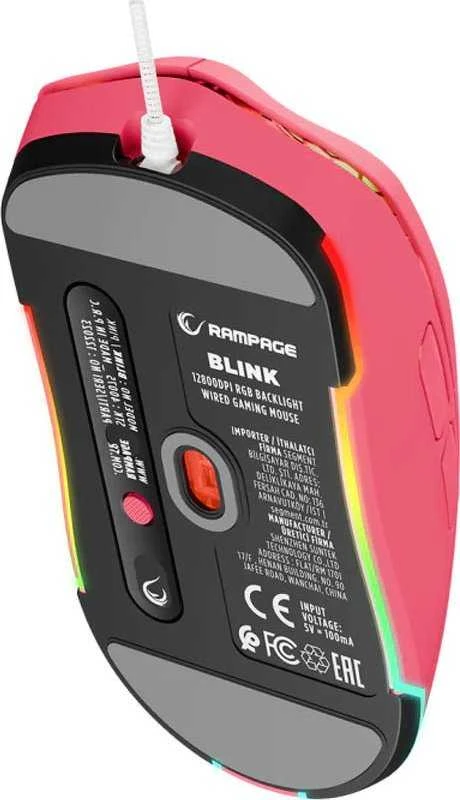 Pelė Rampage BLINK USB | 12800 DPI | RGB | optinis jutiklis | rožinė