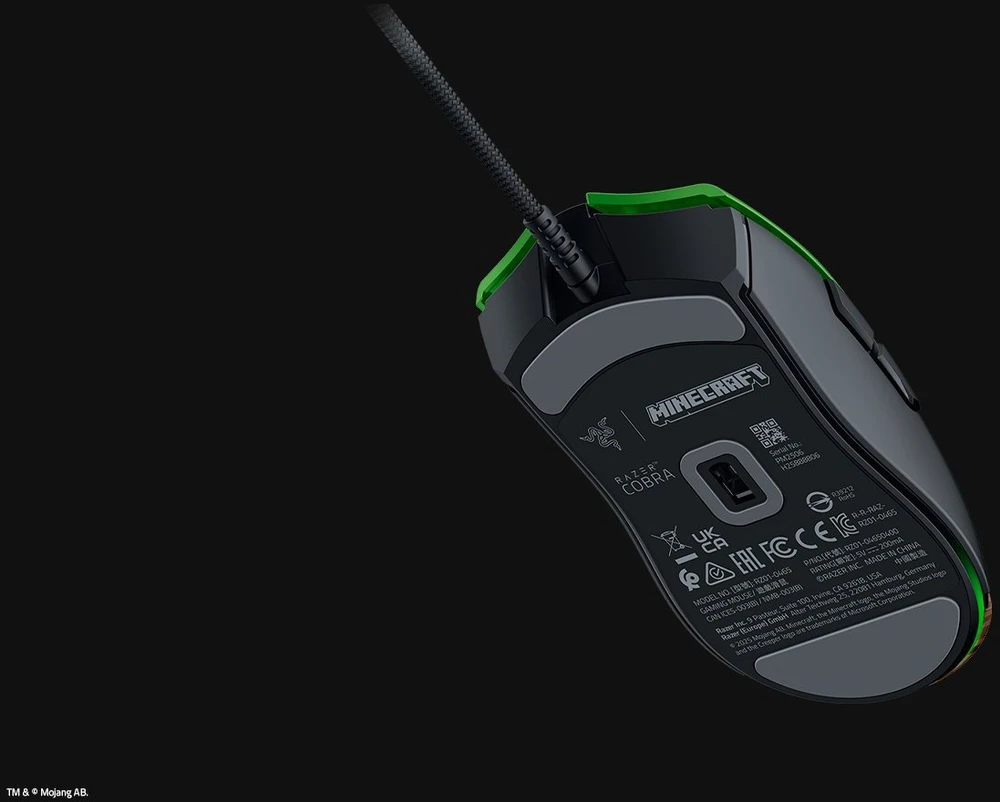 Razer | Pelė žaidimams | Cobra | Optiniai pelės jungikliai Gen-3 | Minecraft Edition